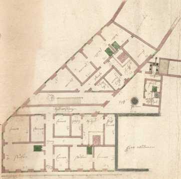 Eckgebäude, Erdgeschoss-Grundriss (52r)...