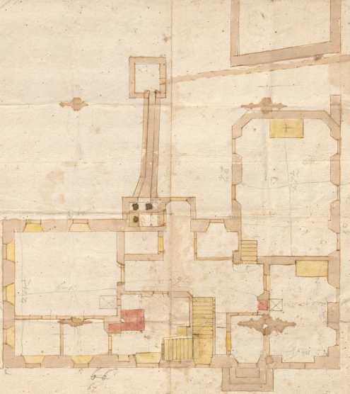 Grundriss eines Gebäudes mit Kapelle (H...