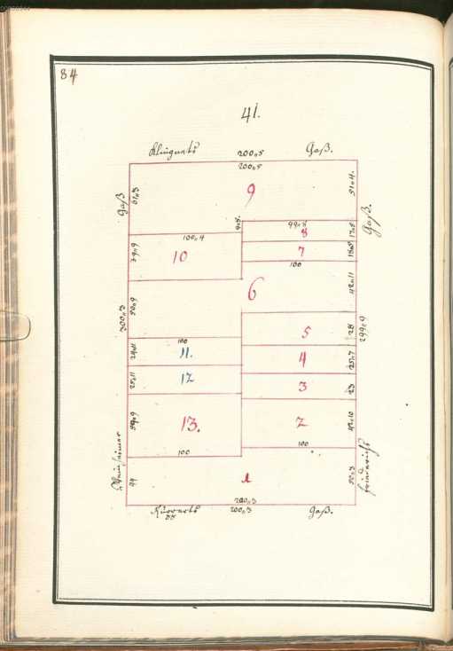 Liegenschaftskataster der Quadrate 41-50...