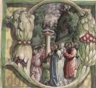 Historisierte Initiale D (Anbetung des goldenen Kalbes) (210)
