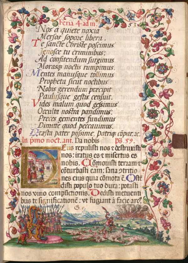 Buchschmuck, historisierte Initiale D(eus repulisti ... aus