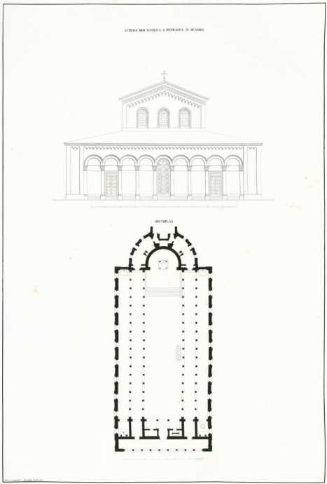 Grundriss der Basilika mit Ansicht ... da