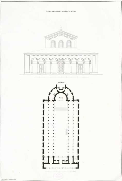 Grundriss der Basilika mit Ansicht ... aus