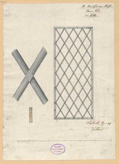 Erdgeschoss, Eisengitter: Ansicht und Detail ... dans