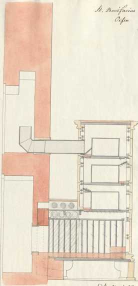 Kachelofen: Ansicht und Schnitt ... de