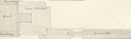 Schweizerhäuschen Blöckenau, Detail-Schnitte der Fenster und Türen im Erdgeschoss (16.23r)
