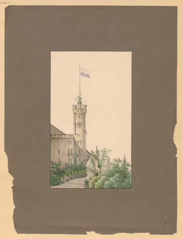 Donjon, Ansicht mit Treppenaufgang (1.8r...