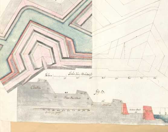 Fig. 16-17 Bollwerk, Grundrissschema und ... aus