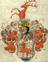 gemaltes Wappen und handschr.: Matth. ... dans