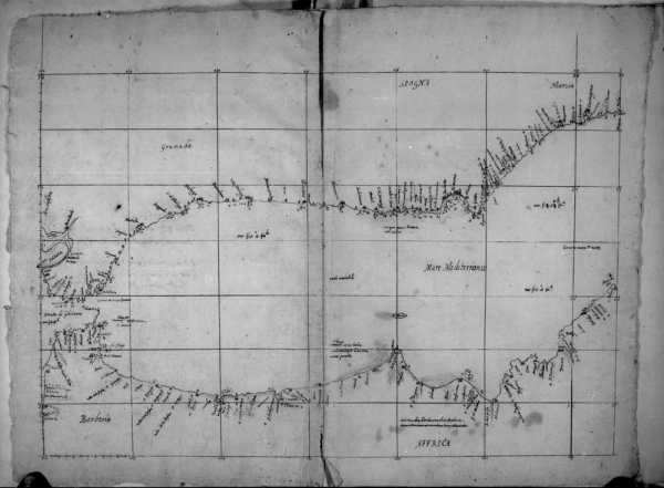 No. 1 Carta 3 i.e. 1 (1v-2r): Europa - Westliches Mittelmeer mit Küste Spaniens und Afrikas (1v)
