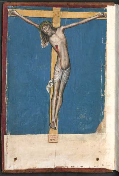 Vorderer Spiegel mit Miniatur: Christus ... da