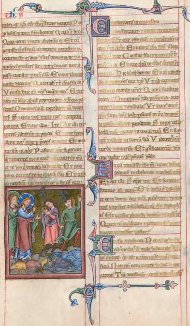Miniatur (zu Mt.8,28-34): Heilung der zw...