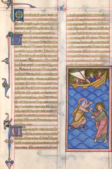 Miniatur (zu Mt.14,22-33): Jesus rettet,...