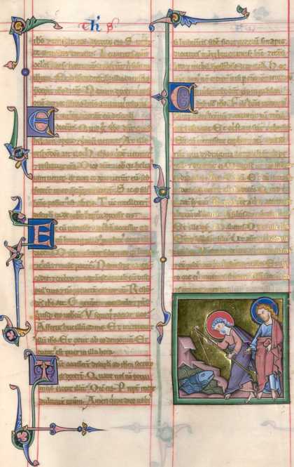 Miniatur (zu Mt.17,24-27): Petrus fängt...