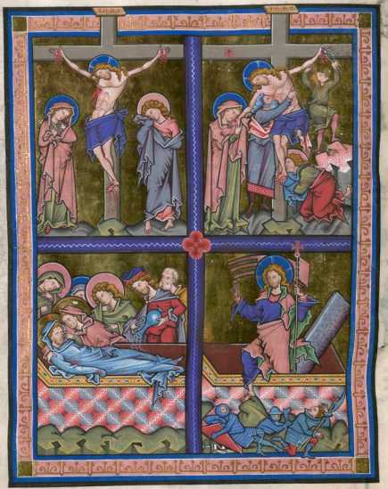 Ganzseitige Miniatur (zu Mt.27,33-54,57-...
