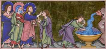 Miniatur (zu Jh.9,1-12): Heilung des Bli...
