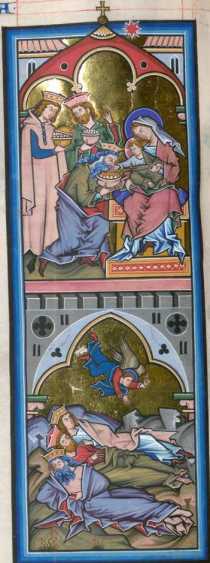 Miniatur (zu Mt.1,1-12), Doppelbild:Anbe...