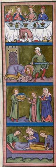 Miniatur (zu Mt.14,3-12):4 Teilbilder in...