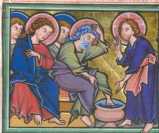 Miniatur (zu Jh.13,1-15): Fußwaschung (...
