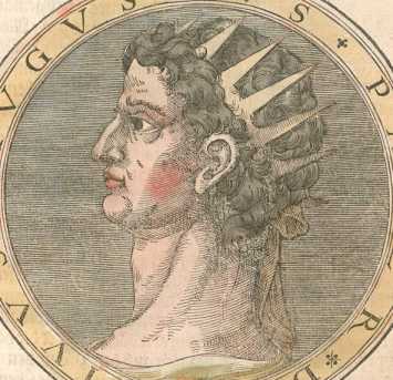 Medaillon: Augustus (kolorierter Kupferstich) ... aus