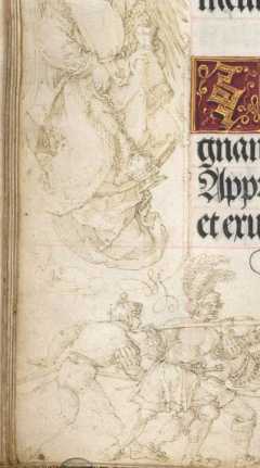 Randzeichnung von Dürer: Kampfszene zwischen ... de