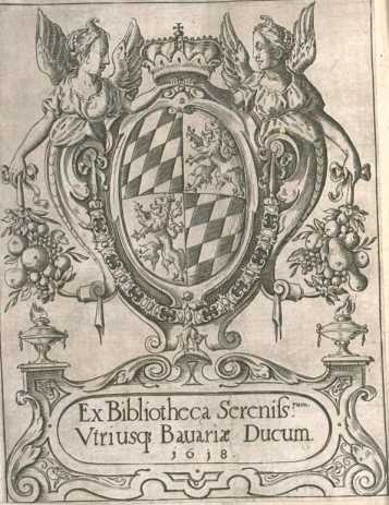 Vorderer Spiegel mit Exlibris der herzog...