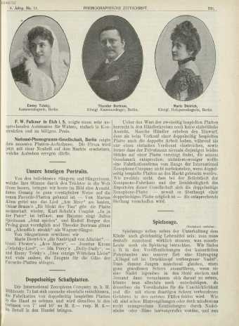 Unsere heutigen Porträts. Doppelseitige Schallplatten. ... da