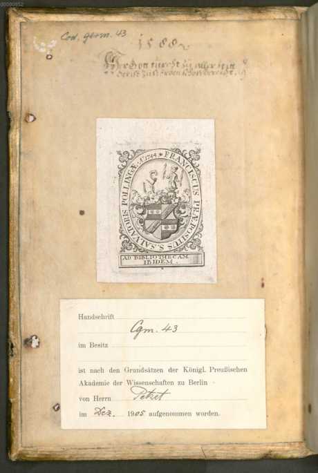 Vorderer Spiegel. Exlibris des Chorherrenstifts ... dans