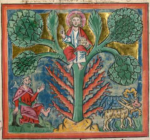 Miniatur in Deckfarben und Gold: Moses u...