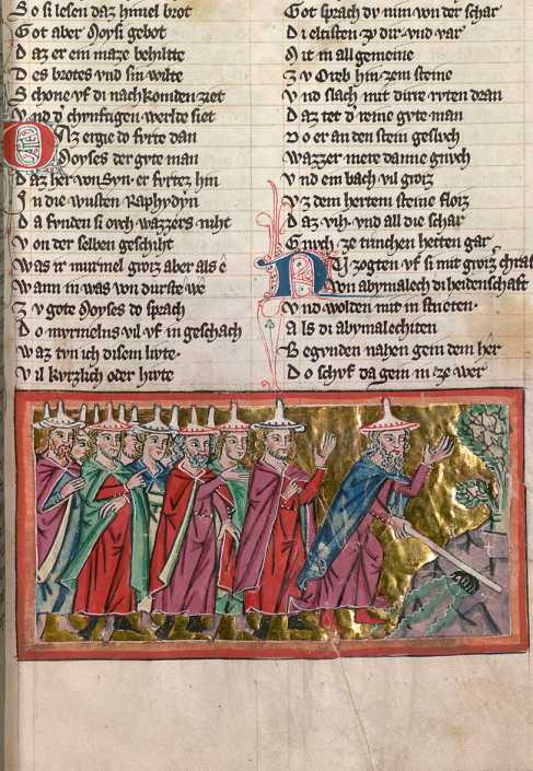 Miniatur in Deckfarben und Gold: Moses s...