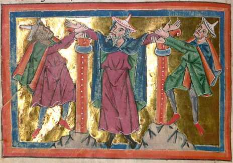 Miniatur in Deckfarben und Gold: Moses' ...