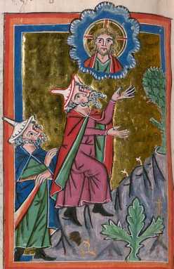 Miniatur in Deckfarben und Gold: Moses u...