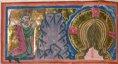 Miniatur in Deckfarben und Gold: Moses e...