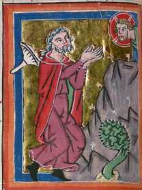 Miniatur in Deckfarben und Gold: Moses i...