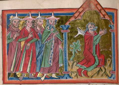 Miniatur in Deckfarben und Gold: Moses i...