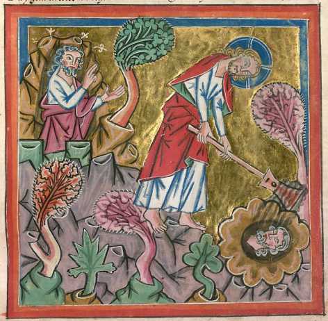 Miniatur in Deckfarben und Gold: Gott be...