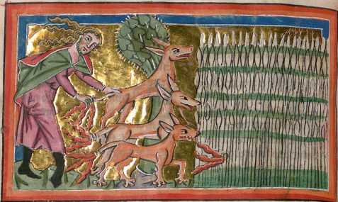 Miniatur in Deckfarben und Gold: Samson ...