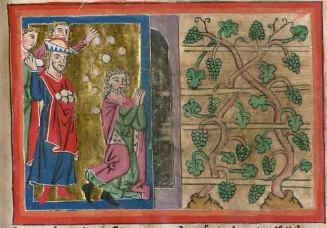 Miniatur in Deckfarben und Gold: Steinig...