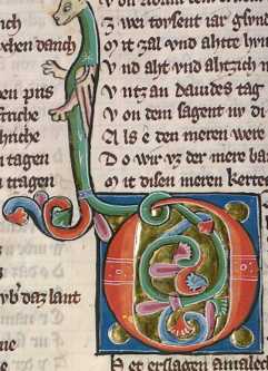 Rankeninitiale in Gold und Deckfarben: ... from