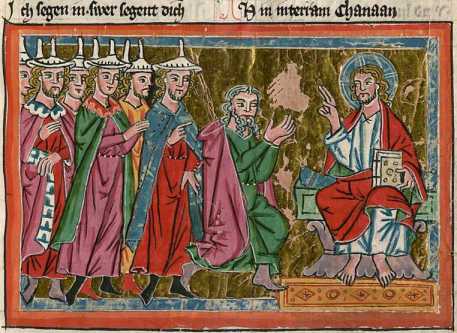 Miniatur in Deckfarben und Gold: Gott se...