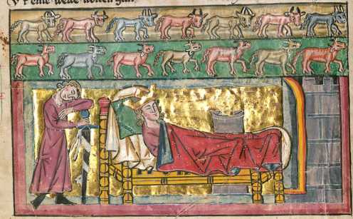 Miniatur in Deckfarben und Gold: Pharaos...