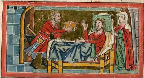 Miniatur in Deckfarben und Gold: Esau be...