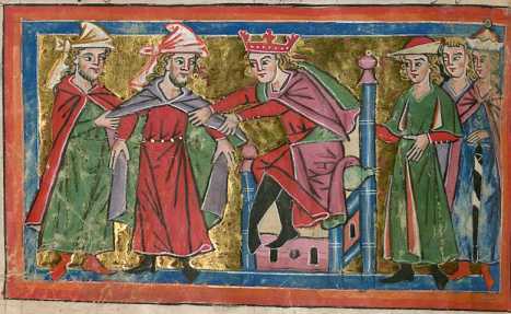 Miniatur in Deckfarben und Gold: Saul ve...