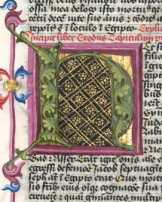 Damaszierte Initiale N mit Blattmuster (...