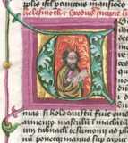 Historisierte Initiale A: Moses mit den ...
