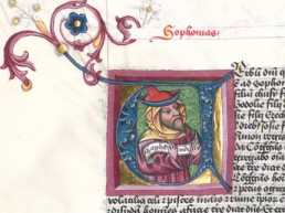 Historisierte Initiale V: Prophet Sophon...