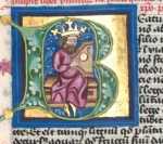 Historisierte Initiale B: musizierender ...