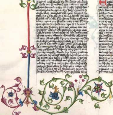 Historisierte Initiale E mit großer Bl...