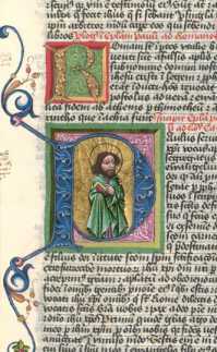 Schmuckinitiale R, historisierte Initial...