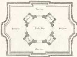 Ganzseitiger Kupferstich: Plan des Belve...